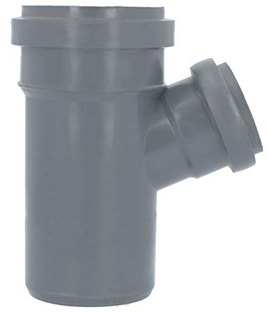 HT Rohr Abzweig Ø DN 75 x 50 mm Grau T-Stück 67° Grad Mit Gummidichtringen | Einfach-Abzweig Doppelverbindung Winkel Kunststoff Abwasser Abflussrohr Kunststoffabzweig PVC PP Verbindung Anschlussstück