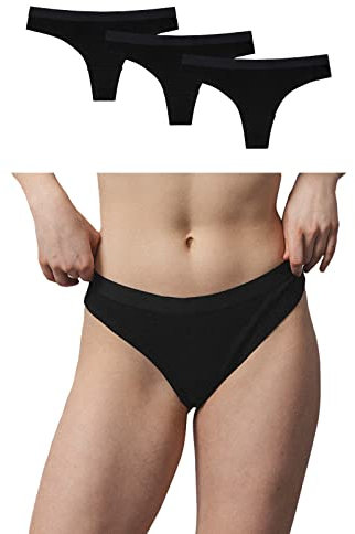 Snocks Brazilian Slip mit Bund Damen aus Bio-Baumwolle (3er Pack) - Damenunterwäsche mit perfekter Passform und angenehmem Tragegefühl - Klassisches Unterwäsche Frauen Gr.XL, Farbe Schwarz