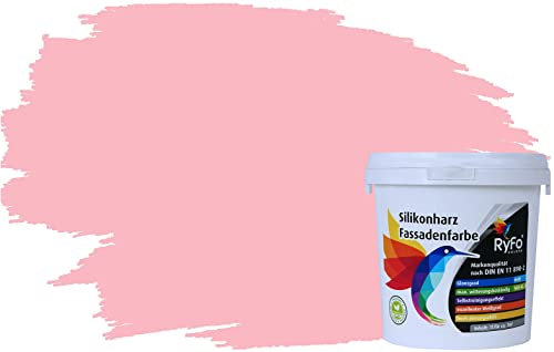RyFo Colors Silikonharz Fassadenfarbe Lotuseffekt Trend Rosa 1l - bunte Fassadenfarbe, weitere Rot Farbtöne und Größen erhältlich, Deckkraft Klasse 1