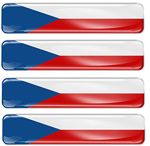 Biomar Labs® 4 x Aufkleber 3D Gel Silikon Stickers Tschechische Republik Czech Republic Flag Flagge Fahne Autoaufkleber F 4