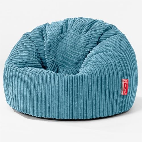Lounge Pug Kids Classic Cord Bean Bag - Aegean Blue - Childrens Beanbags - Gaming Chair Bean Bag