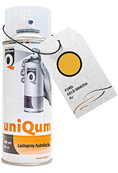 uniQum Autolack Spraydose für Auto fürs FORD GELB MIMOSA AJ Autolack Reparatur 400 ml