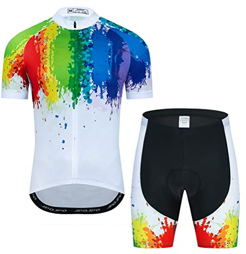 Radtrikot-Set für Herren, kurzärmeliges Hemd und 3D-Kissen-Shorts, gepolsterter Anzug, Bike-Top, 1T05, X-Large