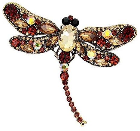 Broche décorative en alliage libellule pour femme - 9,1 x 7,5 cm - Alliage marron - 9,1 x 7,5 cm - Performance fiable - Moyenne, autres pierres précieuses, Medium, Autres pierres précieuses