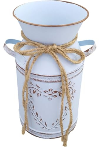 Casiler Metal Flower Vase Shabby Farmhouse Flowers Jug Vase Milk Can Country Rustic Decorative Buckets with Handle Home Decor
