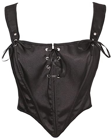 Bslingerie Vintage Satin Corset Lace Up Crop Top Party Clubwear Lingerie