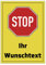 Stop Schild Ihr Wunschtext personalisierbar 30cm x 20cm/DIN A3 hergestellt aus robustem Aluminium/PVC/Aufkleber mit Wunsch-Text personalisieren selbstklebende Rückseite (GELB 42cm x 29,7cm Aluminium)