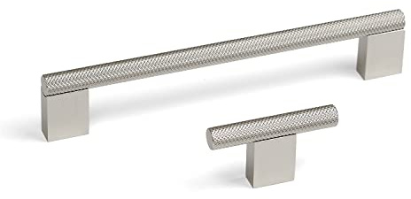 60mm Textured Knurled Brushed Nickel Kitchen Knob Handle Cabinet Door Drawer Furniture Pull