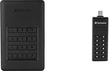 Verbatim Store ‘n’ Go Secure Portable I 1 TB I Schwarz I Externe Festplatte mit Code-Zugang & Keypad Secure USB-Stick, USB Type-C, 64GB, Speicherstick mit Passcodeschutz & Verschlüsselung, schwarz