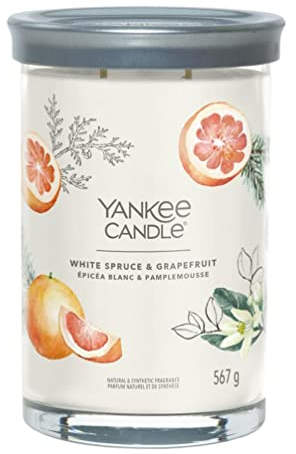 Yankee Candle Signature Duftkerze, weiße Fichte und Grapefruit, große Kerze im Glas mit Doppeldocht, Sojawachsmischung, lange Brenndauer, perfektes Geschenk für Frauen