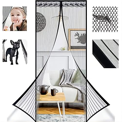 Schermo magnetico per porta, 120x250cm, schermo per porta personalizzato, tenda per porta antizanzare, con magneti e nastro adesivo,Nero