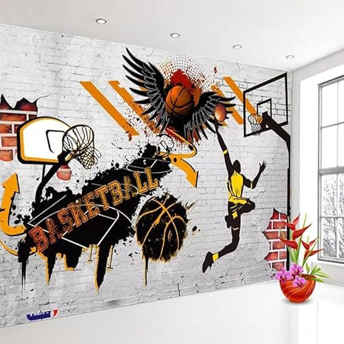 Custom Size Wall Murals，Basketball Photo，Removable Peel and Stick Self-Adhesive Wall Murals Large Photo Wallpaper
