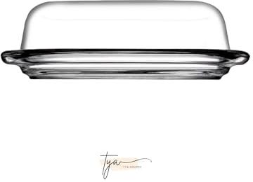 TYA I Butterdose Fresh aus Glas mit Deckel 100% Bleifrei Butterhalter mit Glasabdeckungen Käse Schale