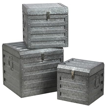 Urban living Loft & Metal Metal Box x 3 S32 x 21 x H24 cm/M42 x 27 x H29 cm/L54 x 32 x H34 cm