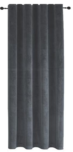 Haus und Deko Vorhang Anthrazit Kräuselband Verdunkelung 140x245 cm Samt weich Blickdicht Gardine Thermogardine