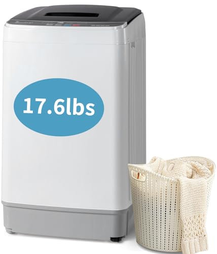 Winado - Lavadora automática completa, lavadora portátil de carga superior de 18 libras con bomba de drenaje, 10 programas de lavado, 8 lavadoras y secadora de nivel de agua, lavadora y secadora 2 en