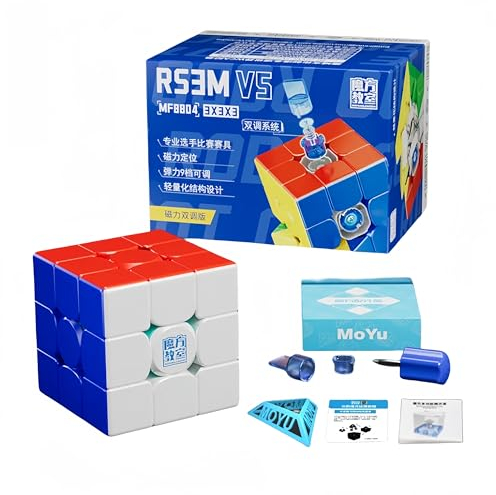 MOYU RS3M V5 Magnetischer 3x3x3 Speed Cube, Stickerless Professional Ball Core UV Maglev Magic Cube Roboter, 3D Puzzle Magic Toy for Kids & Adults (Magnetic Dual Adjustment Version)