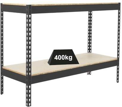 PROREGAL Schwerlastregal Mini Wood YETI Two | HxBxT 90x150x45cm | Fachlast 400kg | Anthrazit | Regal Standregal Werkstattregal Lagerregal Kellerregal