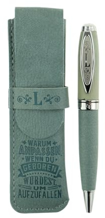 History & Heraldry Bamboo Persönlicher und individueller Kuli Kugelschreiber Stift mit Namen und Spruch Personalisiertes Etui Monogramm-Design persönliches Geschenk (Kuli L)