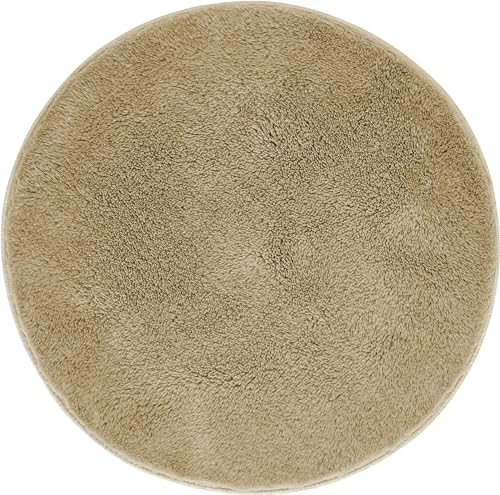 andiamo Badematte rutschfest Florida - Badezimmerteppich weich und flauschig - Badteppich rutschfest waschbar Duschvorleger Badvorleger für Badezimmer 60 cm rund Taupe