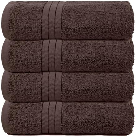 Brentfords Bath Towels Dark Brown, Ultra Soft Feel 100% Cotton Towels Highly Absorbent Large Bath Towels for Adults Bathroom Essentials Shower Towel, 4 Piece