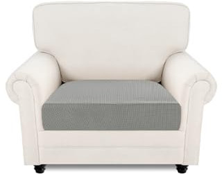 Easy-Going Stretch Sofa Sessel Überzug, 1 Stück Universeller Rutschfester Sesselbezug Sitzkissenbezug, Waschbarer Jacquard Sofaschutz Hund Katze, Kuscheliger Sofa Couch Cover, 1 Sitzer, Hellgrau