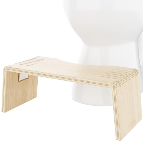 Squatty Potty Oslo Folding Wood Oak Bathroom Toilet Stool - 17.78 cm | Squat Footrest Stool for Improved Bowel Health & Natural Posture - for Kids and Adults - Foldable, Portable and Space-Saving