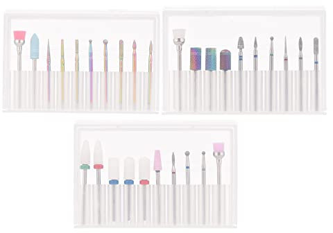 Juego de Brocas de Uñas de 30 Piezas, Adecuado para Eliminación de Esmalte de Gel de Uñas, Kit de Herramientas de Manicura con Diferentes Formas y Tamaños para Uso en el Hogar y