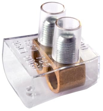 1 Morsetto forbox doppio, bipolare, sezione 2x 16mm² 16mmq, 2 poli, morsetto per cablaggio forbox, campanelle, in policarbonato e ottone, per scatole di derivazione, 500V 76A