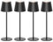 CATAVANA-Lot de 4 Lampes de table sans fil - Rechargeables LED pour Intérieur/Extérieur-Cable USB-C - Lampe Tactile avec Variateur - Couleur de Lumière Chaude-Design en Métal - Marque Française - Noir