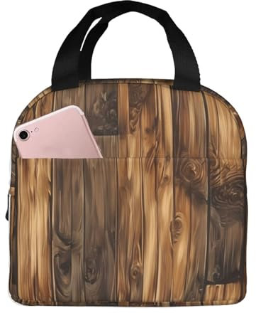 SXOOGE Lonchera retro de tablones para mujeres y hombres, lonchera aislada para el trabajo, picnic, viajes, reutilizable, duradera