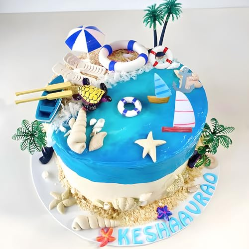 Beach Surf Birthday Cake Decoration Topper for Swimming Beach Party Luau Birthday Baby Shower Party Supplies