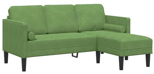 vidaXL Modernes hellgrünes Ecksofa mit getufteten Kissen und stabilem Holzrahmen. Stylische Sitzgelegenheit für bis zu 3 Erwachsene. Bezogen mit fleckenbeständigem Polyesterstoff.