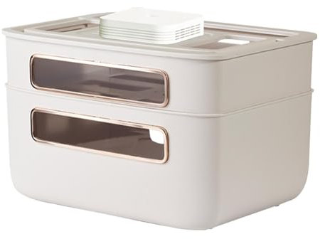 WiFi Wireless Router Storage Box, Router and Modem Organiser Boxes - Home and Organisation for Living Room, Bedroom Power Supply Socket, Desktop Organiser Box is widely used in the living room, White