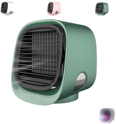 Aire Acondicionado portátil Vital Breeze, actualizado a 2026, con Ajuste de dirección del Viento multiángulo, 3 velocidades Ajustables, Ventilador nebulizador y luz Nocturna.(Green)