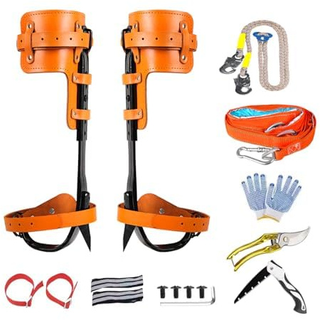 MIZHAO Tree Climbing Spikes - Tree Climbing Gear for Tree Work, Climbing, Sports, Working 16.2inches, Brown