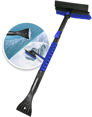 Snow Joe 45 Multi-Purpose Ice Scraper and Extendable Snow Brush for Car Windshield with Foam Grip and 360-Degree Pivoting Brush Head, SJEG-SB45S