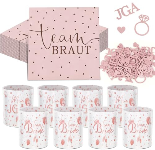 RNHDLY JGA Deko Frauen, 20 JGA Servietten 10 Windlicht Tischdeko, Konfetti