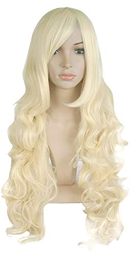 MapofBeauty 32 Langes Haar Spirale lockige Cosplay Kostüm Perücke (hellblond)