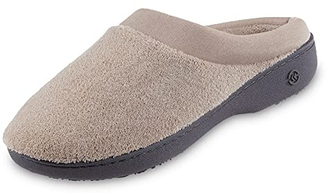 Isotoner Terry And Satin Slip On Cushioned Slipper With Memory Foam For Indoor/Outdoor Comfort PantuflasMujer