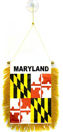 AZ FLAG Autofahne Maryland 15x10 cm Polyester 100D Saugnapf | Für außen Bundesstaat Maryland Autoflagge genähte wetterfeste Ausführung 100D Polyester