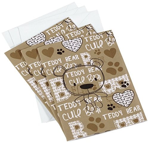 Hama Mini Einsteck-Fotoalbum Set (3x Einsteckalben mit je 8 Seiten, für Fotos im Format 10x15 cm, inkl. 3 Briefumschläge, Motiv Teddy-Bär) Babyfotoalbum braun