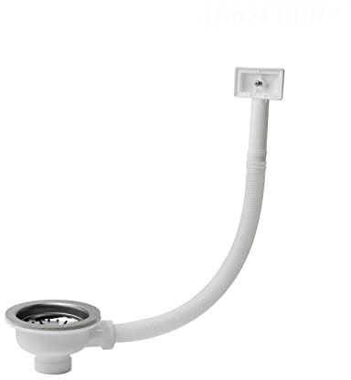 JASSFERRY Single 1 Bowl Stainless Steel Kitchen Sink Waste Strainer White Pipes Kit Accessories