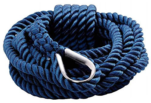 Cima Corda Fune a Treccia Colore Blu di Ancoraggio e Ormeggio in Poliestere ad Alta Tenacità con Redance Gancio in Acciaio Inox per Barca in Nautica Mare Campeggio Camper (12 mm * 9 Mt)