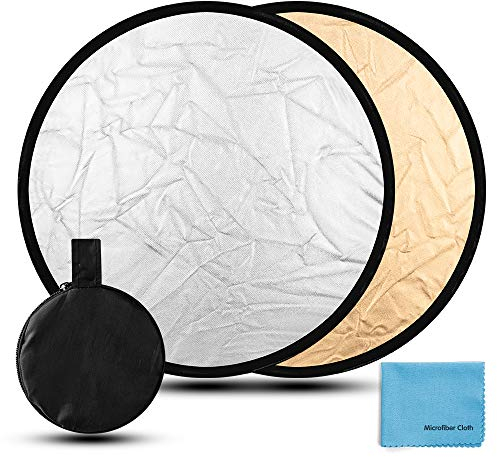 Fotover 30cm 2 in 1 Rounde Faltreflektor/Lichtreflektor mit Tragetasche Fotografie Studio Gold Silber(12)