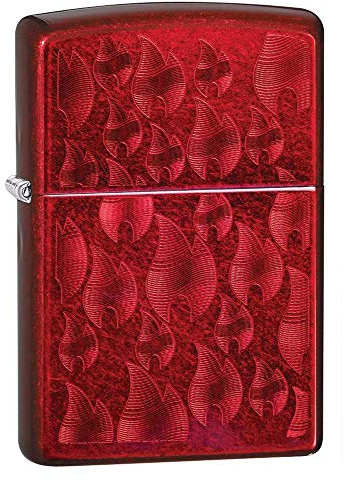 Zippo Iced Flame Design Encendedor Resistente al Viento, Unisex, Rojo, Normal
