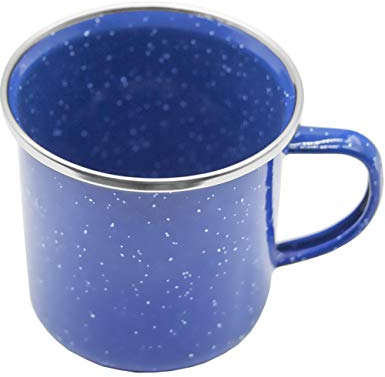 Outdoor Saxx 1 taza esmaltada para camping, irrompible, color azul clásico con lunares, 300 ml
