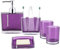5tlg Badezimmer Set, Badset Mit Emulsionflasche, Zahnbürstenhalter, Seifenschale Und 2 Gurgeln Tasse, Badezimmer-Toiletten-Set, Violett