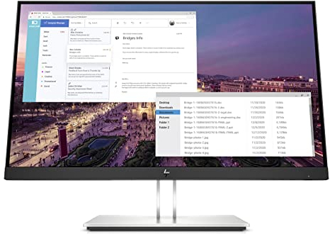 HP E23 G4 FHD Monitor, Schermo da 23 Pollici Full HD, Risoluzione 1920 x1080 Pixel a 60 Hz, Micro-Edge, Antiriflesso, Tempo di Risposta 5 ms, HDMI 1.4 e VGA, 4 Porte USB-A, 1 DisplayPort, Nero