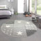 CARPETIA Kinderteppich Kinderzimmer Spiel Teppich Punkte Herz Stern Design Creme schwarz grau Größe 120 cm Rund